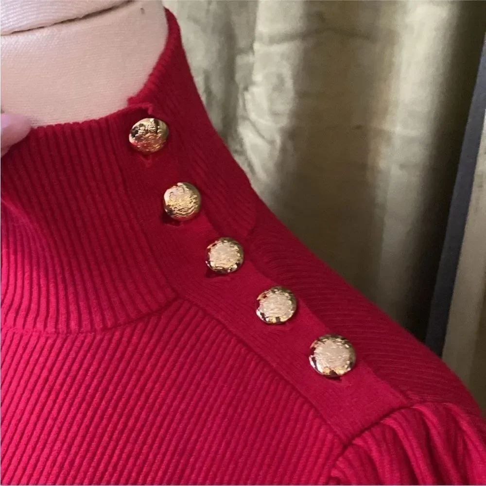 Ralph Lauren black label Red Turtleneck Sweater with Button Detail, S - Picture 8 of 14